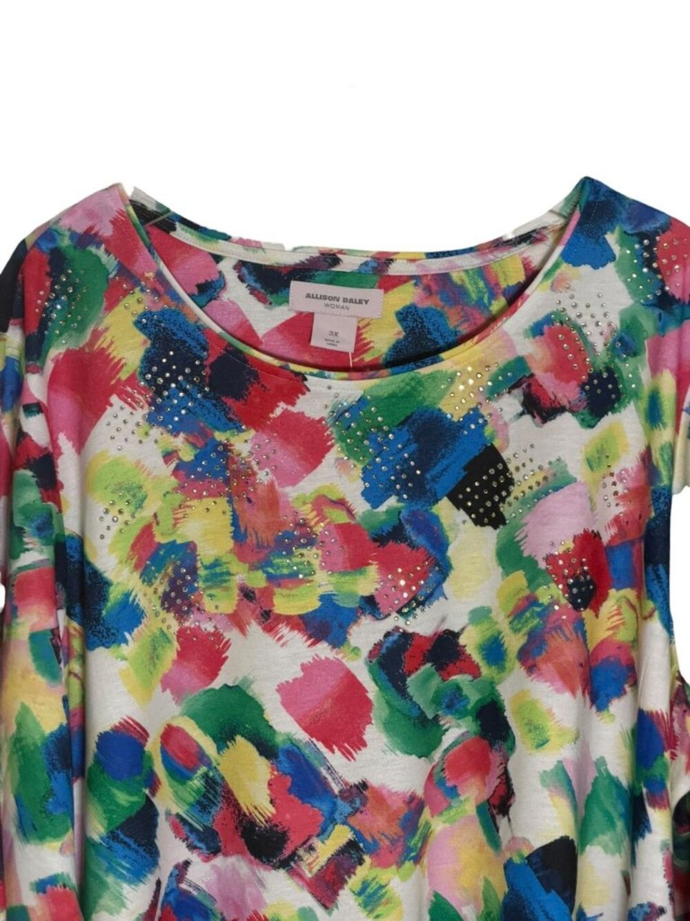 Allison Daley 3X Abstract Studded Tunic Top Colorful NWT Plus - Picture 5 of 9
